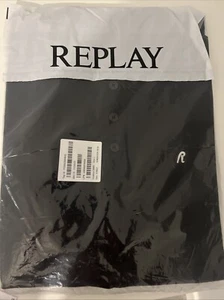 Replay Polo Shirt, Black With White Logo, New, Sealed With Tags, Large - Picture 1 of 3