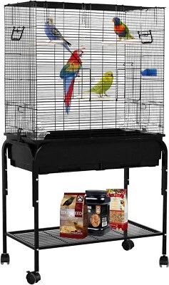 Bandeja de almacenamiento negra grande 130 cm metal portátil para pájaro rodante periquito jaula Foto 1 de 4