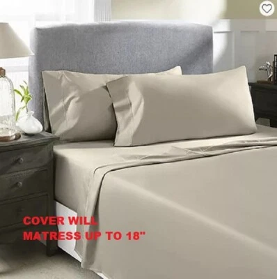 Hotel Luxury Concepts 500 tc Egyptian Cotton 4 PC Sheet Set TAUPE Color 18" t - Image 1 of 2