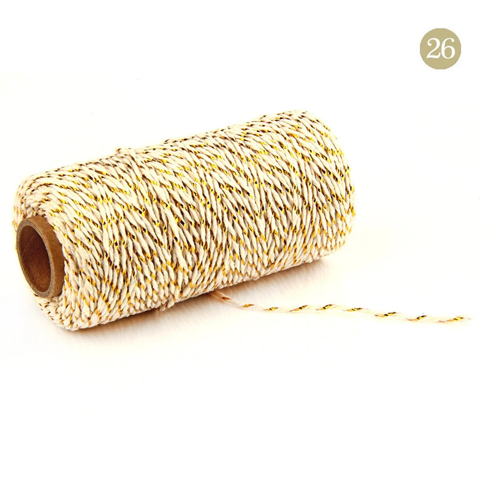 2x100Yards Dark Ivory Golden Cotton Bakers Twine String Cord Rope Craft 2mm - image 1 of 1