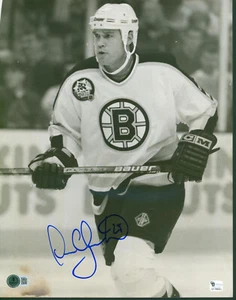 DEAN CHYNOWETH Signed 11x14 Black & White Photo Boston Bruins GA & BAS - Picture 1 of 2