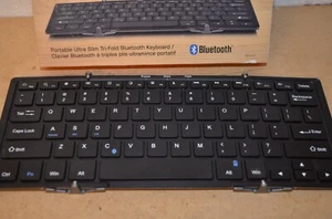 Aluratek Portable Ultra Slim Tri-fold Bluetooth Keyboard - Wireless Connectivity - Picture 1 of 4