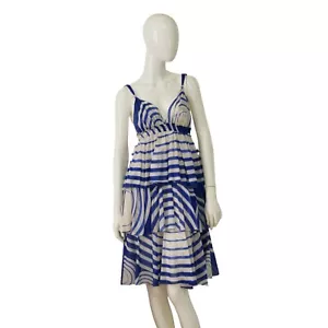Vestido Jean Paul Gaultier Soleil Azul Rayas Sin Mangas En Capas Espagueti Talla M - Imagen 1 de 7