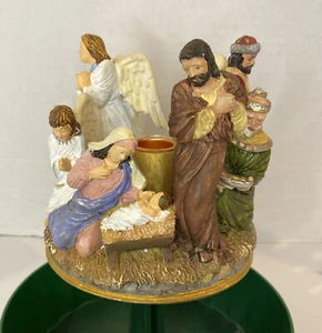 Advent Wreath Centerpiece Candle Holder Nativity Scene Hurricane Lantern Lamp - Picture 1 of 21