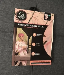 New NWT Womens Realtree APS Thermal Crew Neck Top Camo Pink Size XL 41-43 - Picture 1 of 2