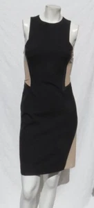 RAG & BONE USA S 4 Black Stretch Beige Mesh Lamb Leather Sheath Dress Sleeveless - Picture 1 of 6