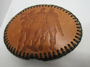 OLD LEATHER MILITARY ARMY  BELT BUCKLE CLOTHING  - Picture 1 of 1