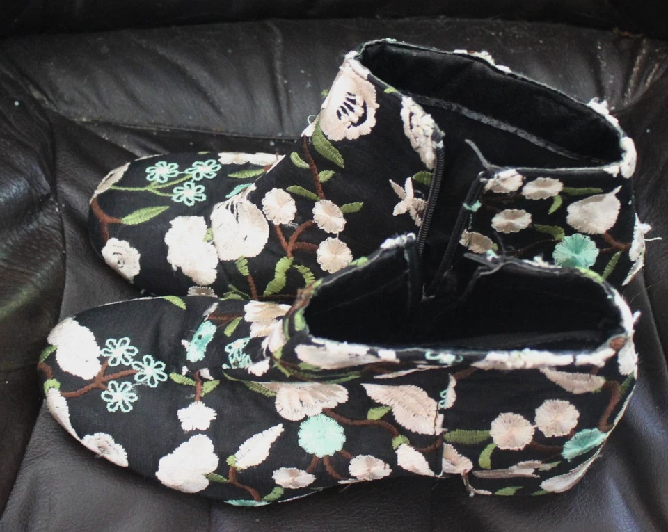 Qupid вышитый лодыжки высоты внутренней молнии средний каблук ботинки Sz 8 - Изображение 1 из 4