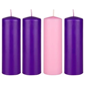 Mega Kerzen unparfümiert 2" x 6" Advent Kuppel Top Stumpenkerze sortiert, 4er Set - Bild 1 von 3