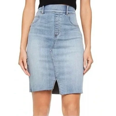 Spanx Distressed Denim Skirt Light Blue Wash Size Medium - Image 1 of 4
