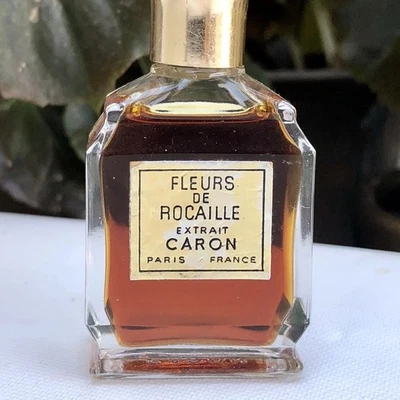 💝 Mini Perfume Etiqueta Dorada Vintage Fleurs De Rocaille Caron PARFUM EXTRAIT 1/2oz Foto 1 de 4