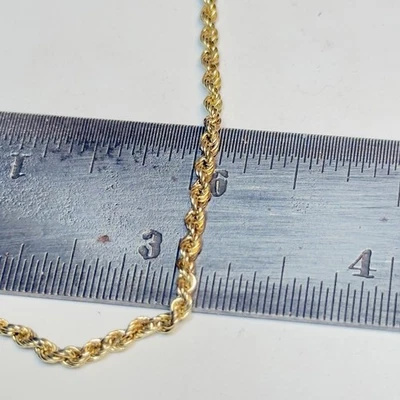 14k Yellow Gold Rope Bracelet Hollow ROPE 7 Inch 6 mm spring ring clasp vintage - Image 1 of 4