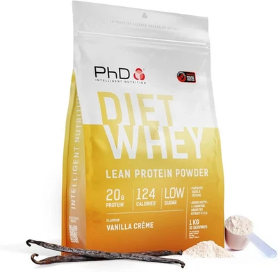 PhD Nutrition Diet Whey Lean Protein Powder | Vanilla Crème Whey Protein 1KG Bag