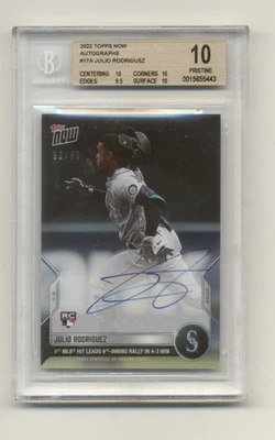 2022 Topps NOW JULIO RODRIGUEZ AUTO 92/99 BGS PRISTINE 10 - Image 1 of 2
