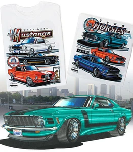 Ford Mustang Race Bred True Horses T-Shirt GT 350 500 Boss 302 429 Shelby - Imagen 1 de 3