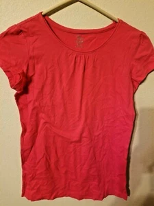 childs place youth girls size XL 14 pink cap sleeve gather neck 26 L 18 across f - Picture 1 of 7