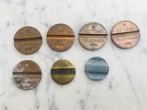 Stock Of Seven Old Tokens Phone Old Telephone Tokens - Picture 1 of 2