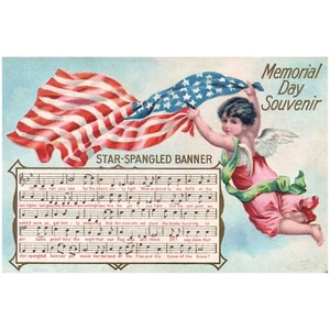 Memorial Day Souvenir Star-Spangled Banner Flag Vintage Patriotic Postcard - Picture 1 of 2