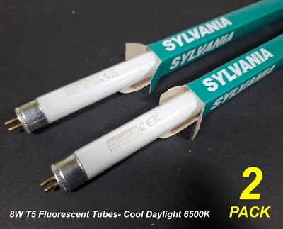 2 x 8W T5 Fluorescent Tubes Lamps 6500K Cool Daylight 300mm FL8WT5/865 - Image 1 of 4