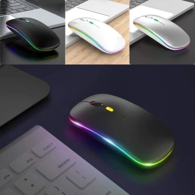 2.4GHz Bluetooth Wireless Optical Mouse USB Rechargeable RGB Mice for PC Laptop - Image 1 of 4