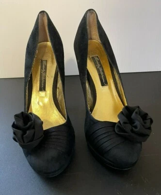 Beverly Feldman Black  Suede Heel Pumps Size 8.5 M - Image 1 of 2