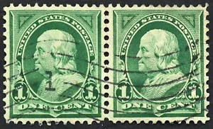 U.S. Used Stamp Scott #279 1c Lincoln Pair, Superb. Lovely "1" Cancel. A Gem! - Picture 1 of 2