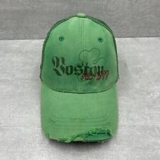 BOSTON AE-1977 Hat Ball Cap Adjustable SNAPBACK Shamrock Distressed Mesh Back