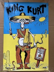 vintage poster king Kurt rat wanted gun sombrero illustration art 1980s Promo Ad - Picture 1 of 4