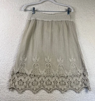 XCVI Falda Crochet Crema Cintura Elástica Pull-On Boho Arte para Usar Talla XSmall Foto 1 de 4