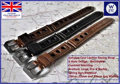 QUALITY Premium Oiled Leather Grand Prix, Racing, Rally Watch Strap 20, 22, 24mm - Imagem 1 de 4