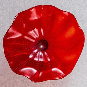 Hand Blown Glass Panel for Wall, Murano Hanging Wall Art Deco Red Plate Vcozar - Picture 1 of 9