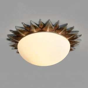 Rustic Vintage Glass Shade Flush Mount Ceiling Light Fixture Sun Resin Lighting - Picture 1 of 11