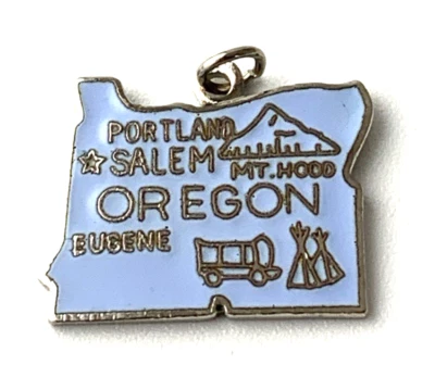 Oregon State Charm Esmalte | Placa de Plata | Azul Claro | 5/8" | Nuevo Stock Antiguo Foto 1 de 2