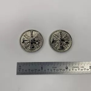 Silver Fire Dept Scramble In Disc - Collar Brads Pin- NEW - Rank Insignia - Picture 1 of 3
