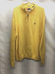 Maglione CHAPS Lauren 1/4 Zip Cotone Mockneck UOMO XL Giallo Cura Facile - Foto 1 di 12