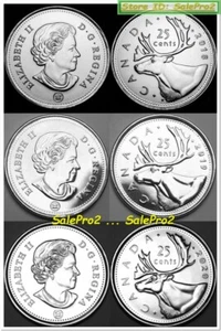 3x CANADA 2018 2019 2020 CANADIAN QUARTER CARIBOU QUEEN ELIZABET 25 COIN LOT UNC - Picture 1 of 2