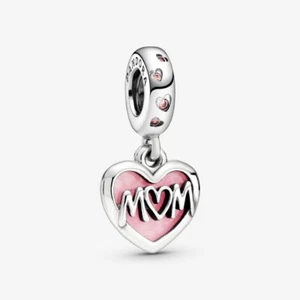 NEW Pandora MOM SCRIPT HEART Dangle CHARM #798887C01 FREE SHIPPING - Picture 1 of 3