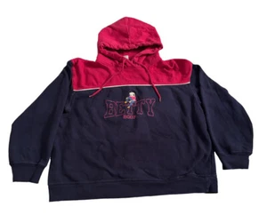 Betty Boop Hoodie Sweater Sz M CROPPED Unisex Pullover Blue Pink Embroidered - Picture 1 of 7