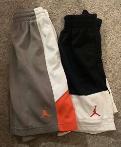Lot of 2 Pairs of Jordan Athletic Shorts Boys 8-10 Black/White/Gray/Orange