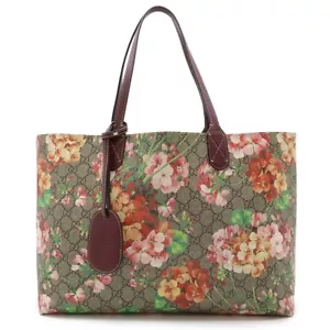 RARE!!!! Gucci Tote Bag Flower Pattern Supreme Canvas Leather - Picture 1 of 9
