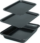 3 PIECE NEW LARGE NON STICK OVEN BAKING ROASTING PAN DISH ROAST TIN & TRAYS SET