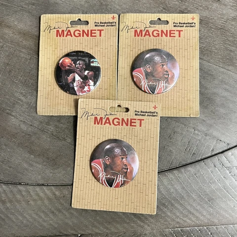 Michael Jordan VTG Round Magnet Lot of 3 Chicago Bulls 2 Inch NEW Old Stock NBA Cover