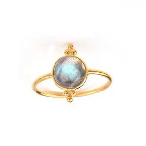 Labradorite 18K Solid Gold Ring- Blue Fire Gemstone Handmade Ring RG001 - Picture 1 of 3