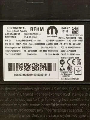 Jeep Renegade 2016-2018 módulo de presión de neumáticos receptor de entrada 5Wk50250 Foto 1 de 4