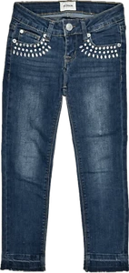 Hudson USA Girls Mid Rise Skinny Jewelled Jeans - Size 7Y - Picture 1 of 5