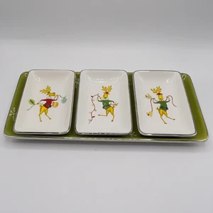 Winter Wonder grün von Laurie hasst rechteckige Platte/Tablett & drei Geschirr Set - Bild 1 von 18