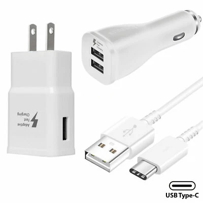 Fast Wall Car Charger Type C USB C Cable For Samsung Galaxy S25 S24 S23 S22 S21+ - Image 1 of 4