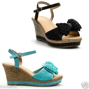 Women's Ladies Shoes Embellished Straps Wedge Sandals UK 3 - 8 EU 37 - 41 /926 - Picture 1 of 5