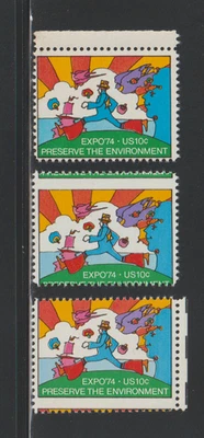 US EFO ERROR Stamps #1527 Expo 74 World's Fair: 2 Nice Perf Shifts & Normal. MNH - Image 1 of 2