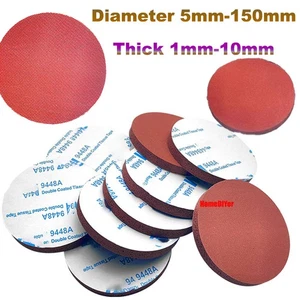 Round Self Adhesive Foam Silicone Rubber Pads Red Seals Washers Sponge Gaskets - Picture 1 of 23